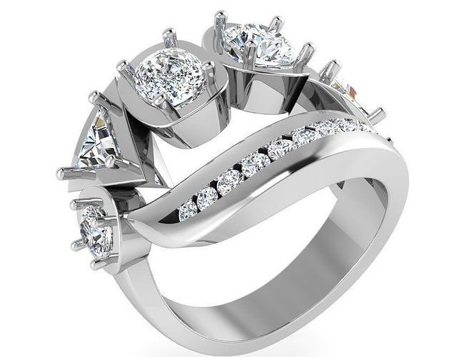 Nice textured diamond ring 3185 3D print model 3D model 3D printable ...