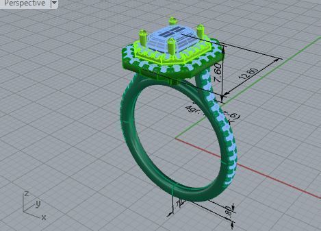 2-Row diamond ring 3188 3D print model 3D print model_7