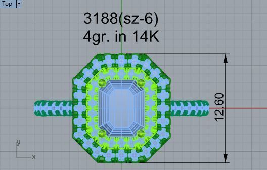 2-Row diamond ring 3188 3D print model 3D print model_4