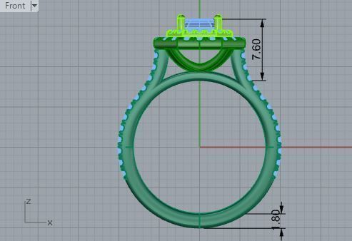 2-Row diamond ring 3188 3D print model 3D print model_5