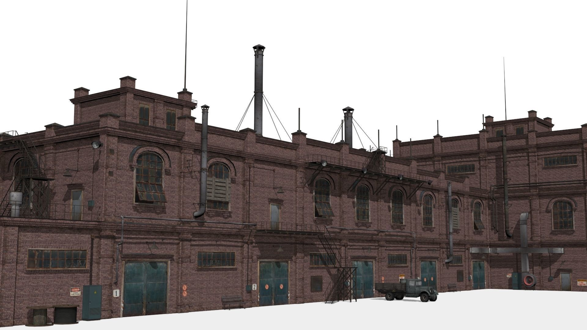 Old factory Low-poly 3D model_1