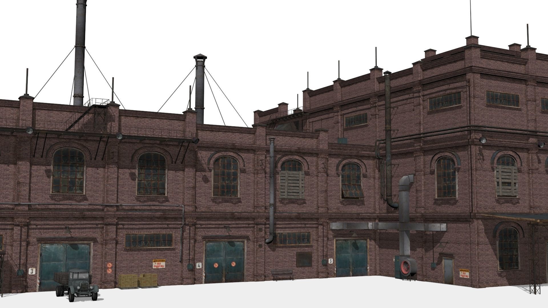 Old factory Low-poly 3D model_3