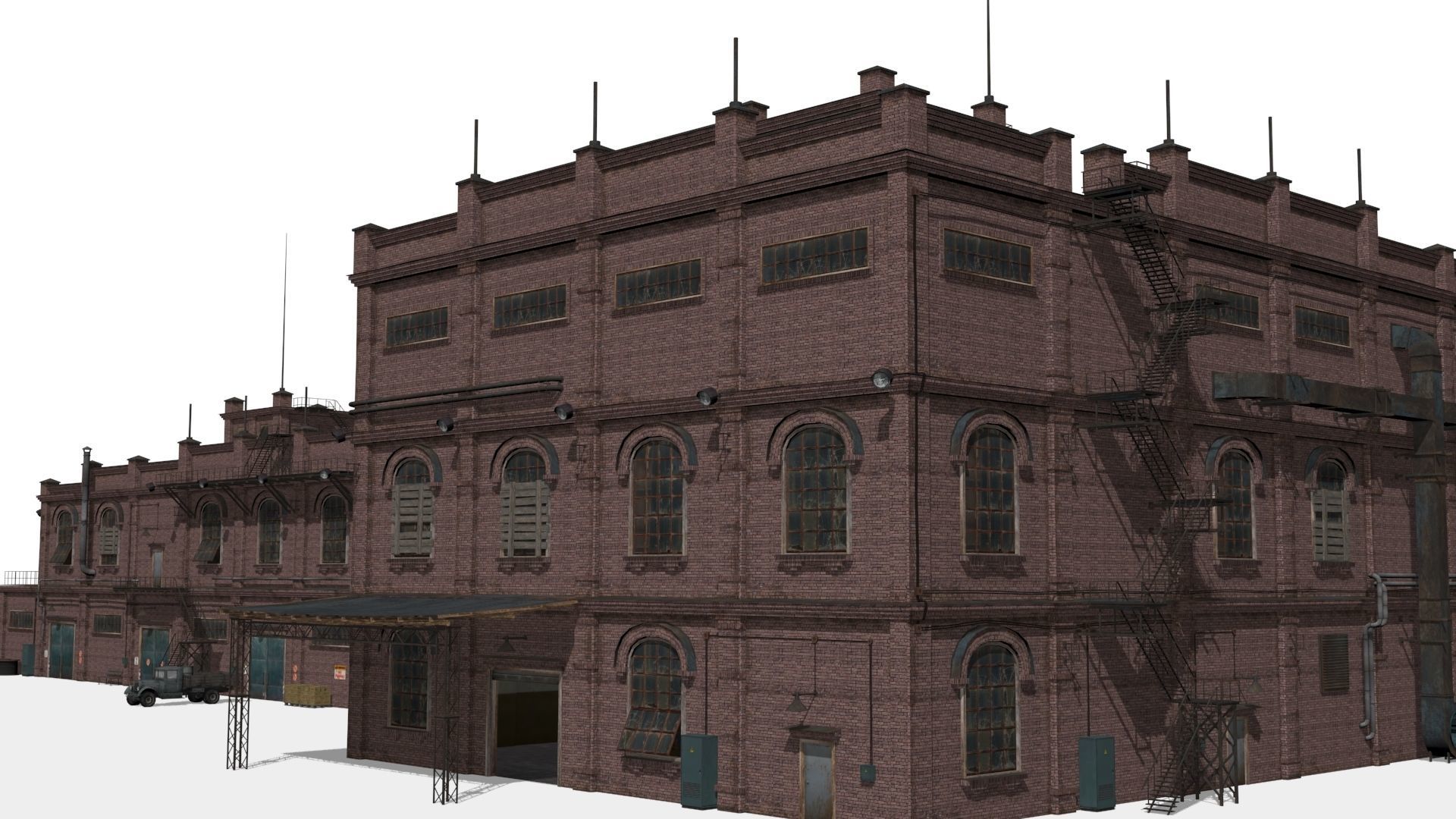 Old factory Low-poly 3D model_4