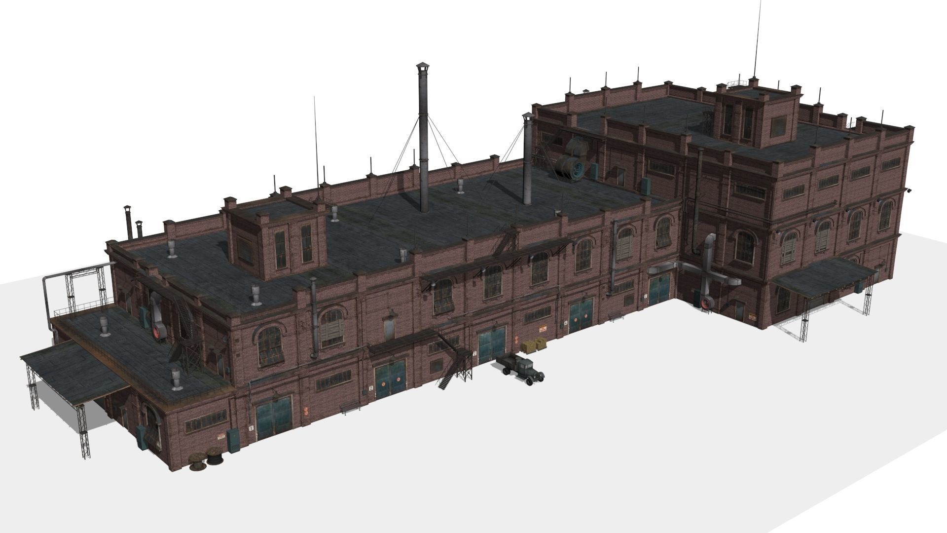 Old factory Low-poly 3D model_11
