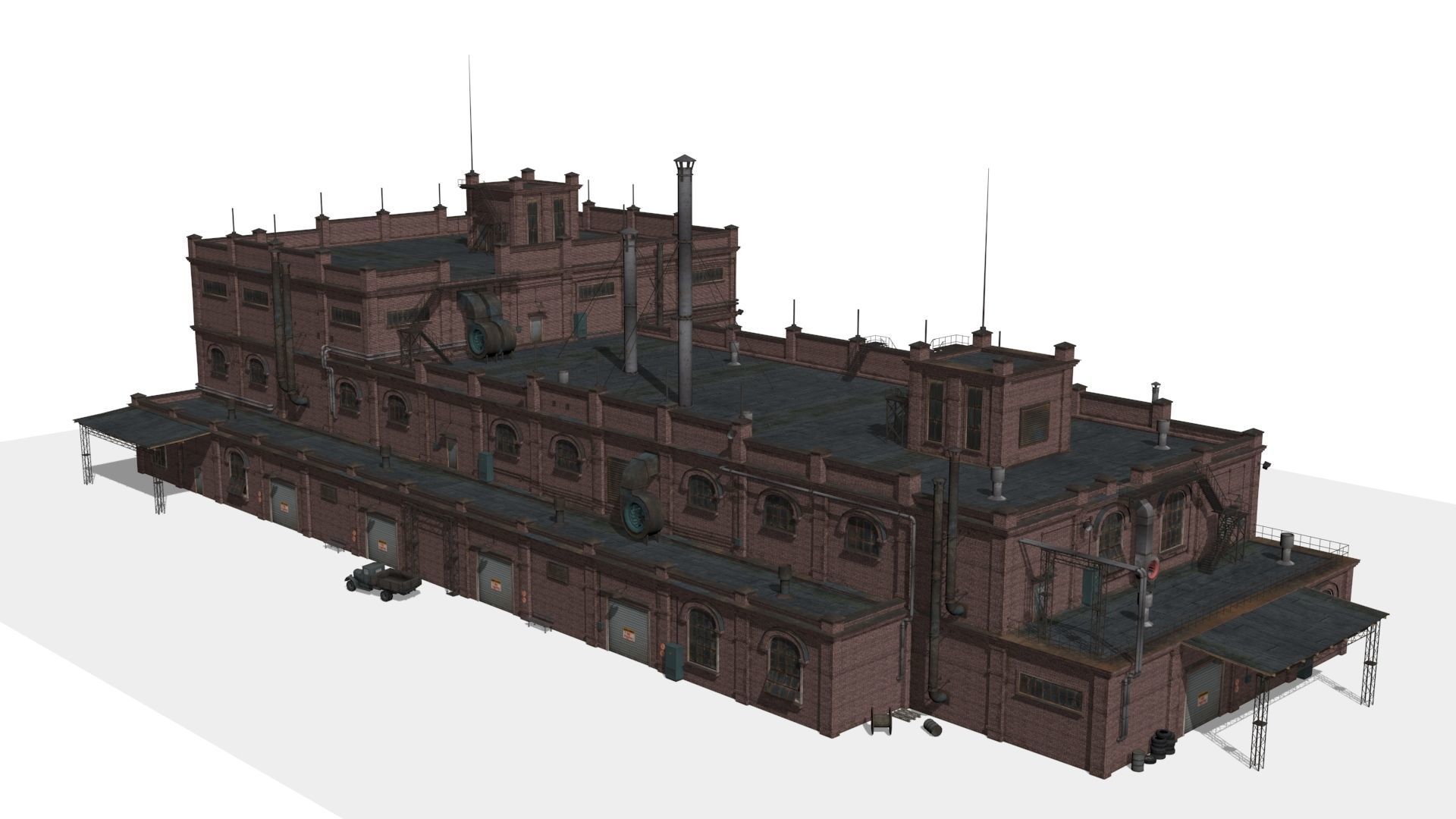 Old factory Low-poly 3D model_10