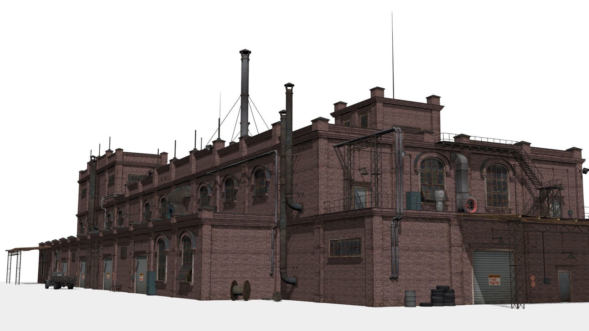 Old factory Low-poly 3D model_9