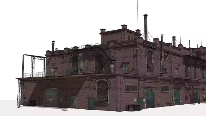 Old factory Low-poly 3D model
