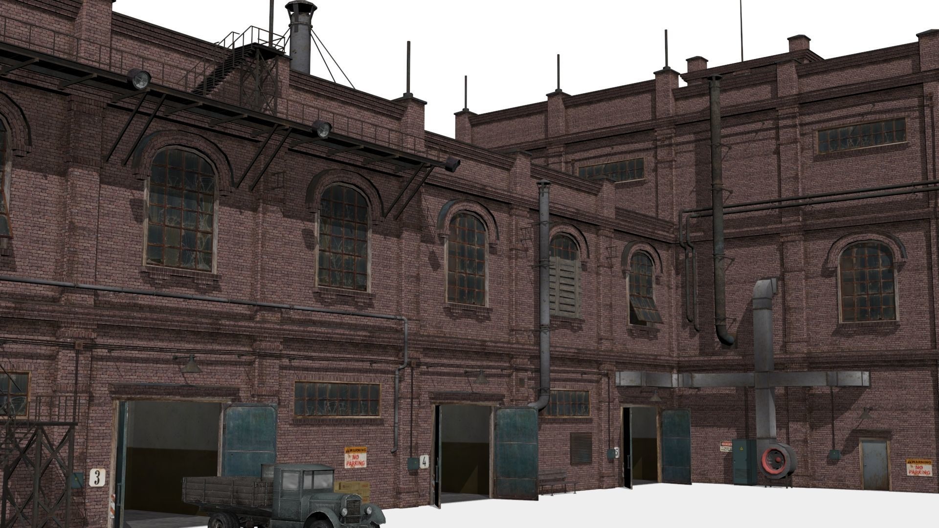Old factory Low-poly 3D model_2