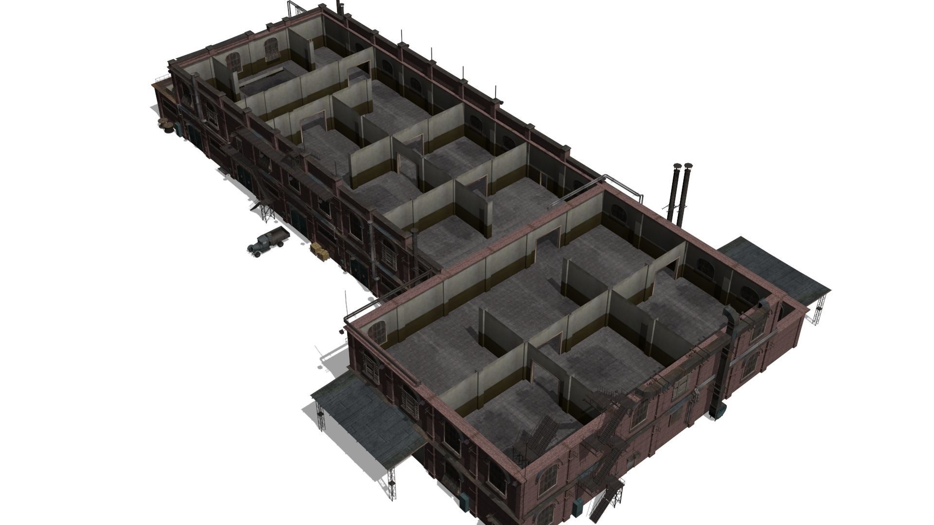 Old factory Low-poly 3D model_16