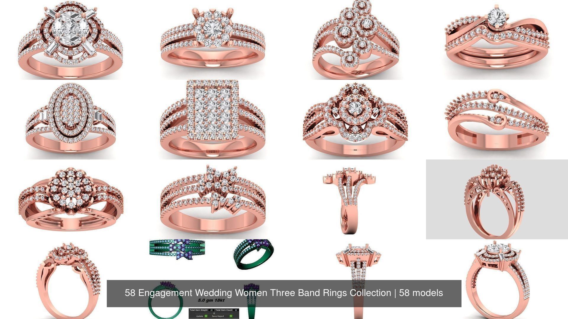 58 Engagement Wedding Women Three Band Rings Collection _9