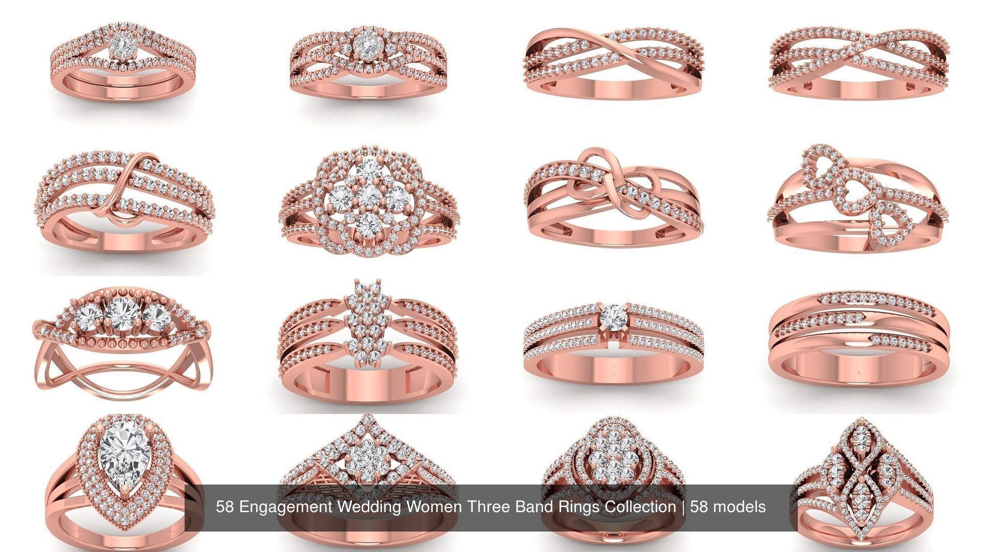 58 Engagement Wedding Women Three Band Rings Collection _7