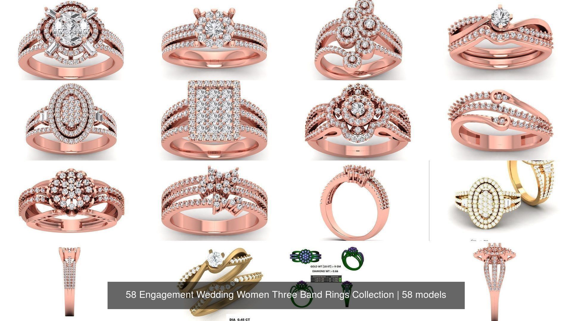 58 Engagement Wedding Women Three Band Rings Collection _6