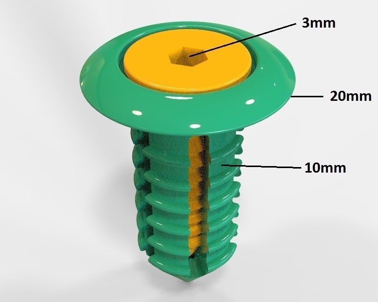Retainer Blind Rivet Screw Type Version-03 3D print model_1