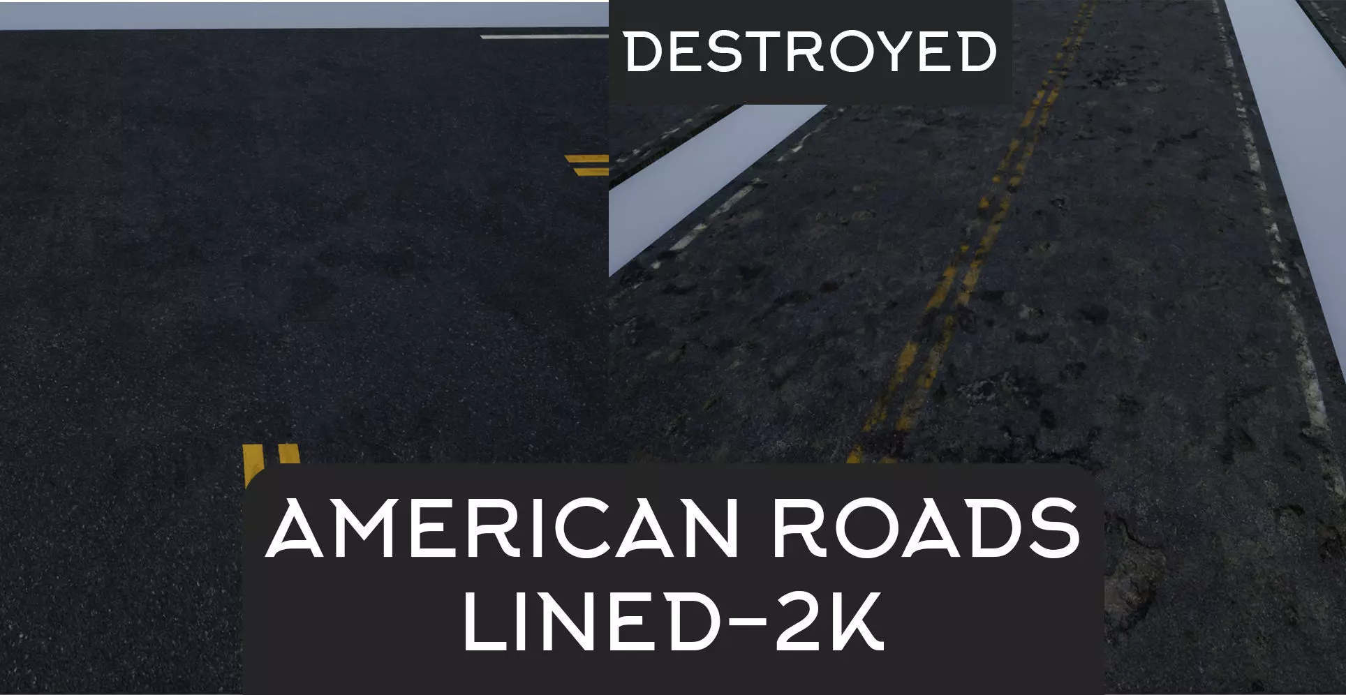 Modular Destroyed-Fine Lined American Roads 2K Low-poly 3D model_0