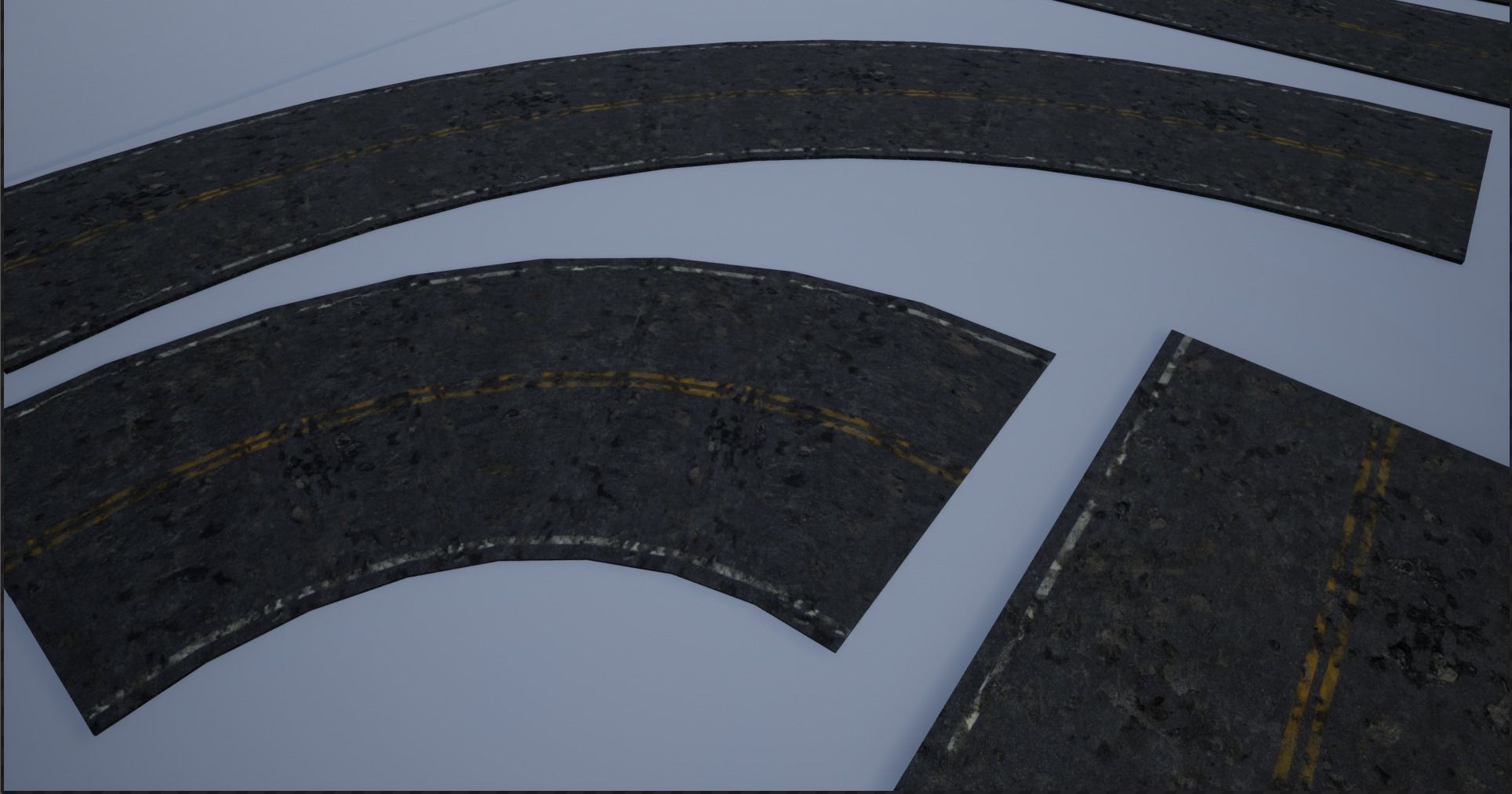 Modular Destroyed-Fine Lined American Roads 2K Low-poly 3D model_3