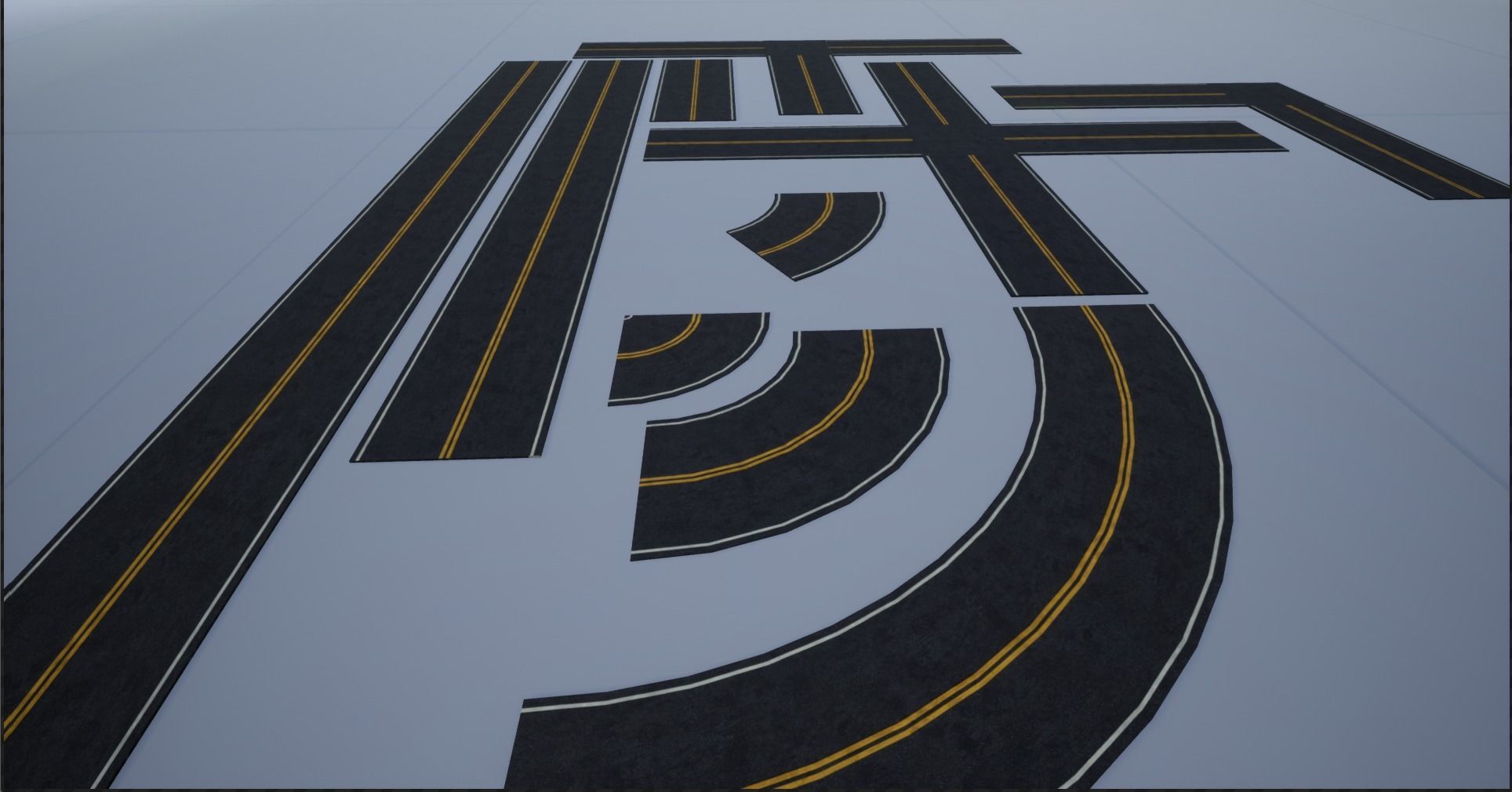 Modular Destroyed-Fine Lined American Roads 2K Low-poly 3D model_21