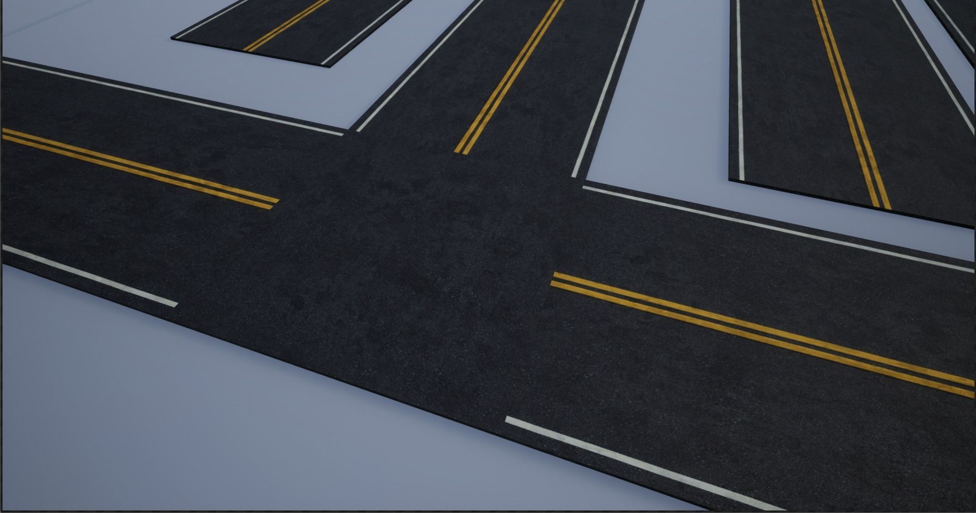 Modular Destroyed-Fine Lined American Roads 2K Low-poly 3D model_12