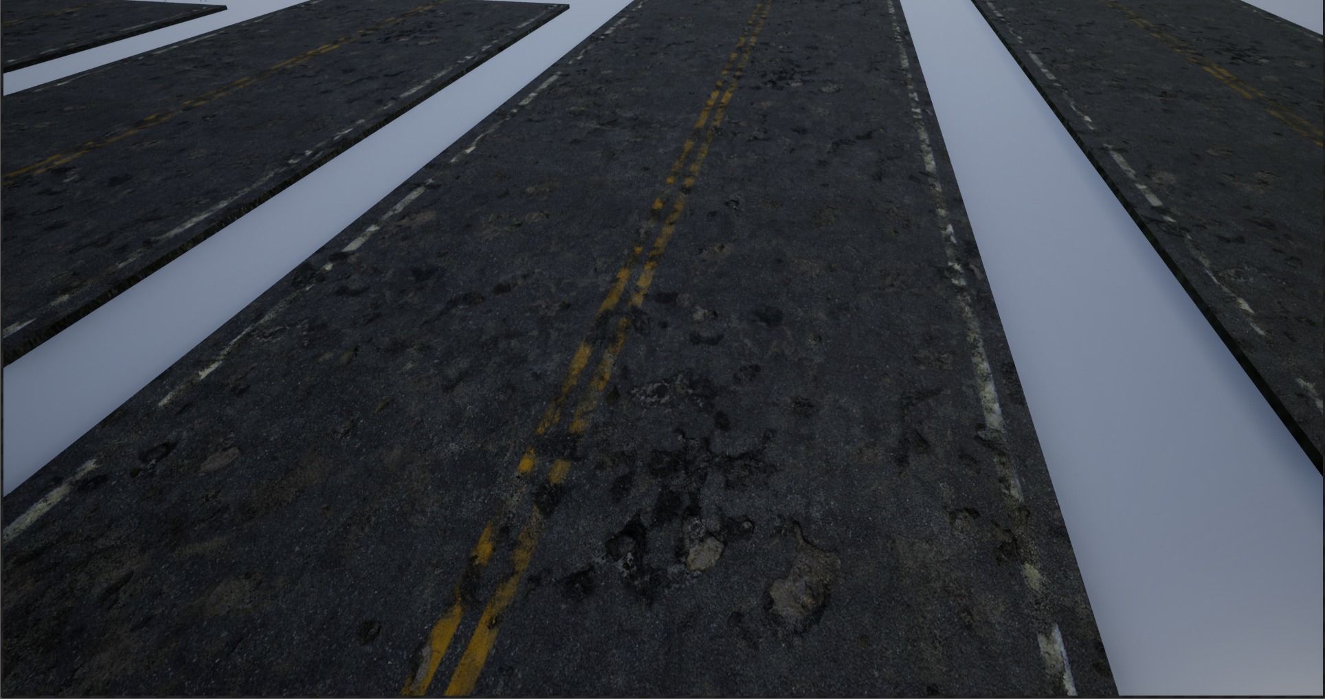 Modular Destroyed-Fine Lined American Roads 2K Low-poly 3D model_1