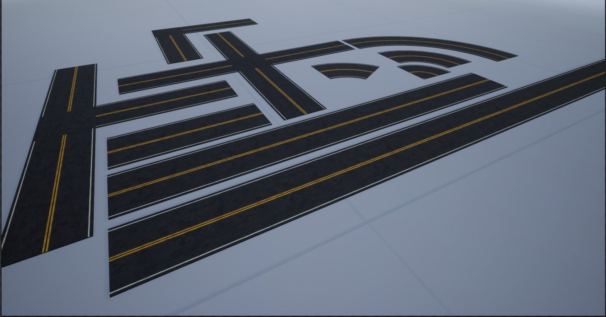 Modular Destroyed-Fine Lined American Roads 2K Low-poly 3D model_10