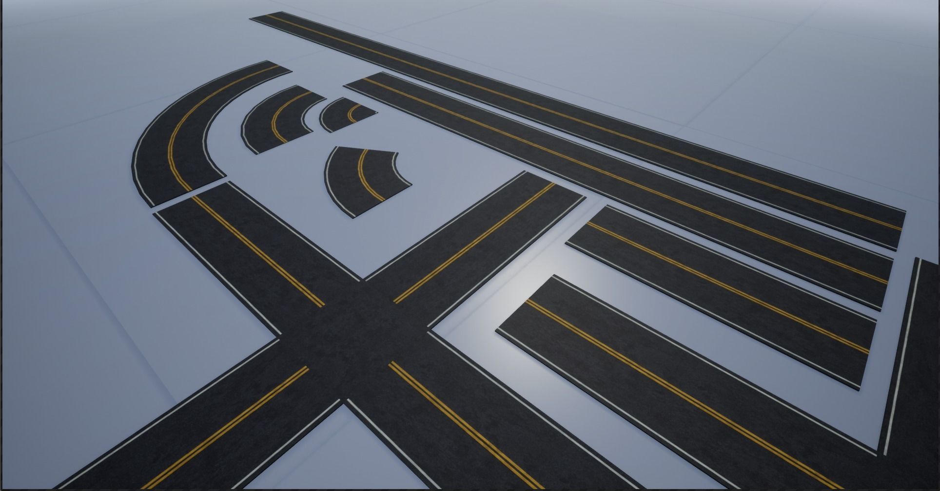 Modular Destroyed-Fine Lined American Roads 2K Low-poly 3D model_27