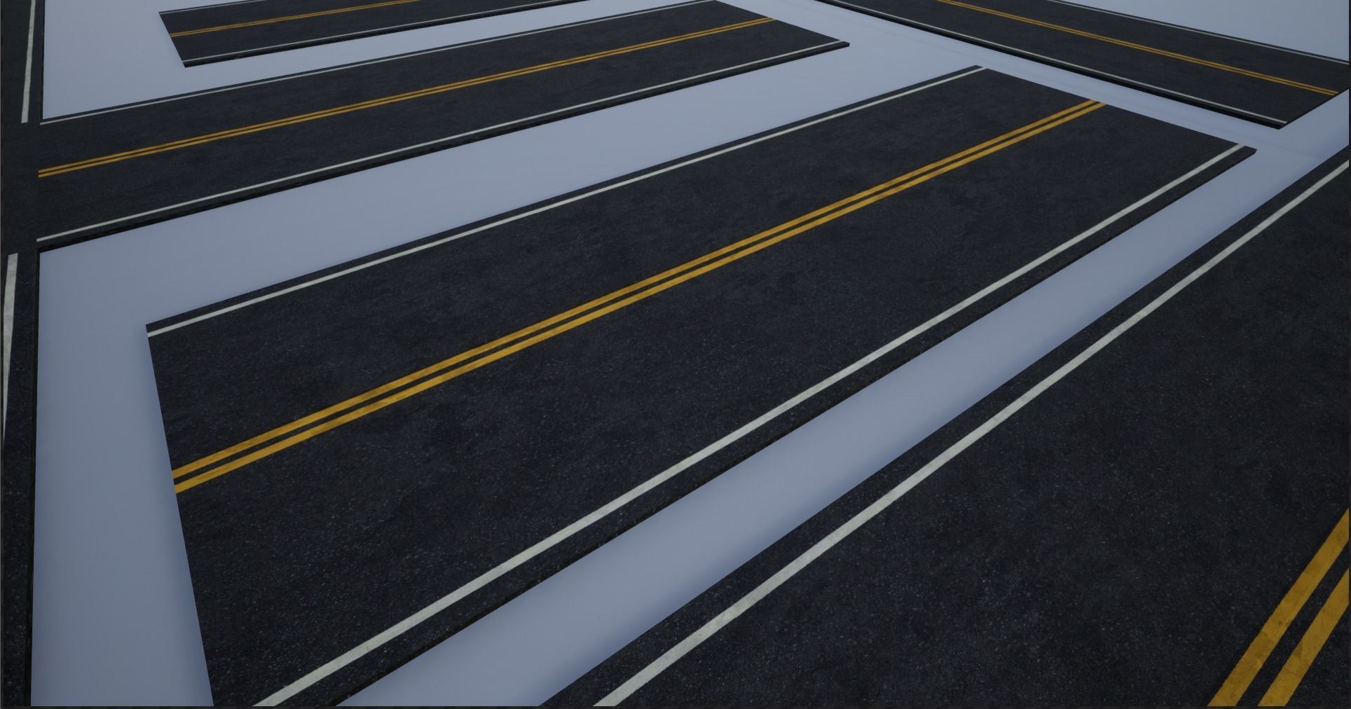Modular Destroyed-Fine Lined American Roads 2K Low-poly 3D model_8