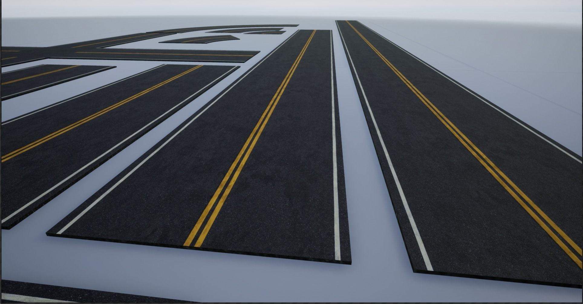 Modular Destroyed-Fine Lined American Roads 2K Low-poly 3D model_24