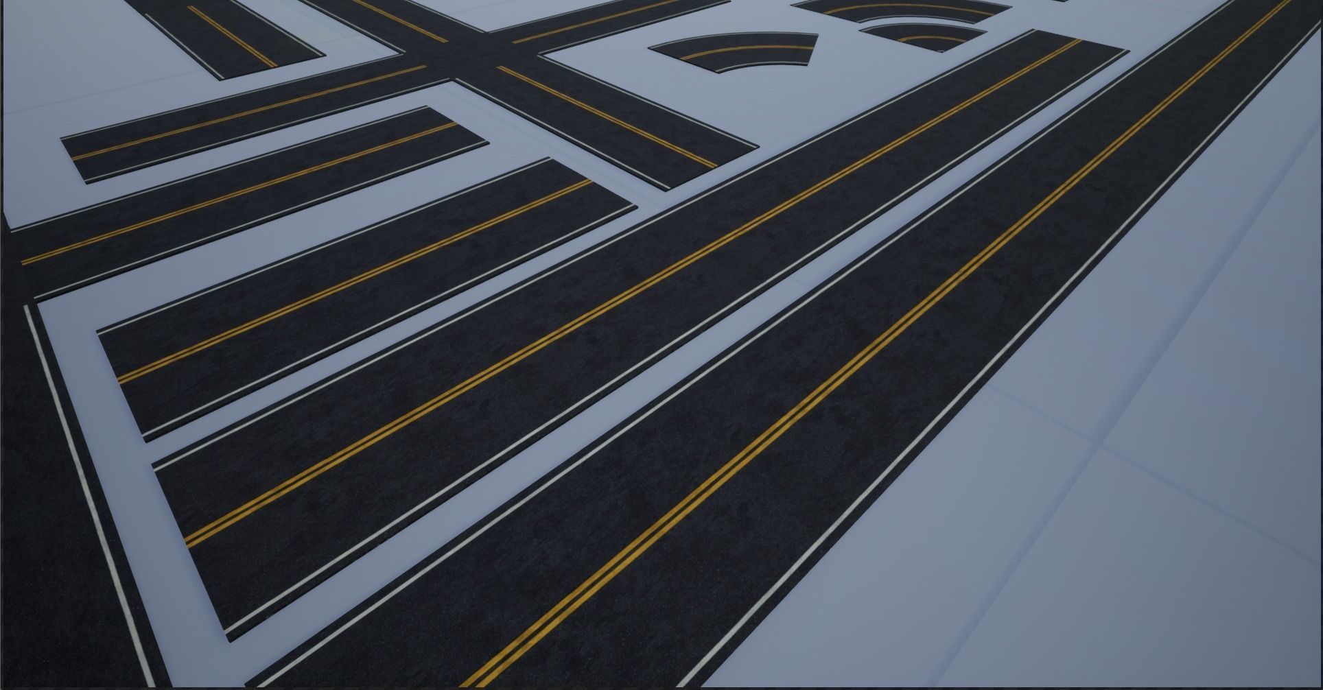 Modular Destroyed-Fine Lined American Roads 2K Low-poly 3D model_9