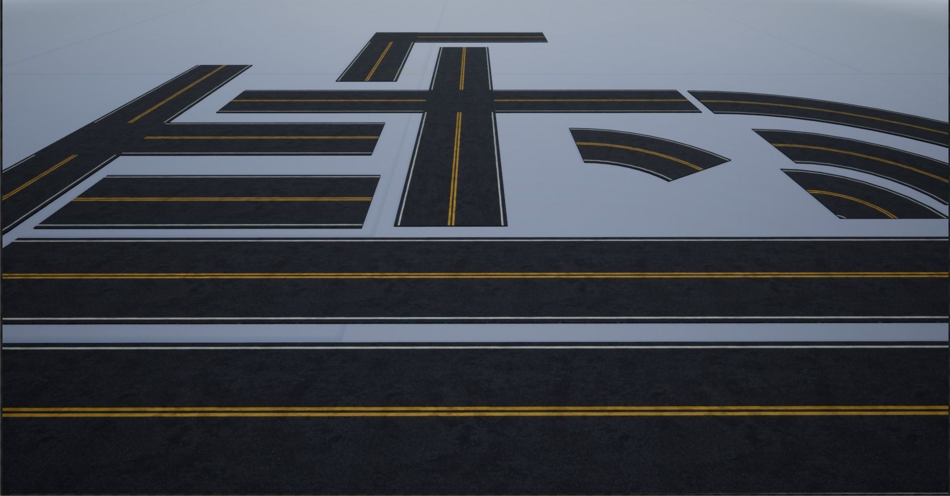 Modular Destroyed-Fine Lined American Roads 2K Low-poly 3D model_28