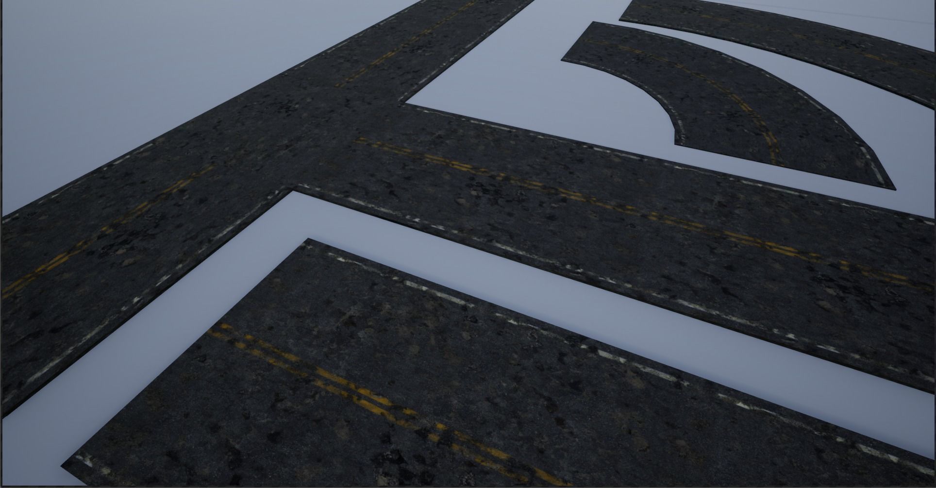 Modular Destroyed-Fine Lined American Roads 2K Low-poly 3D model_2