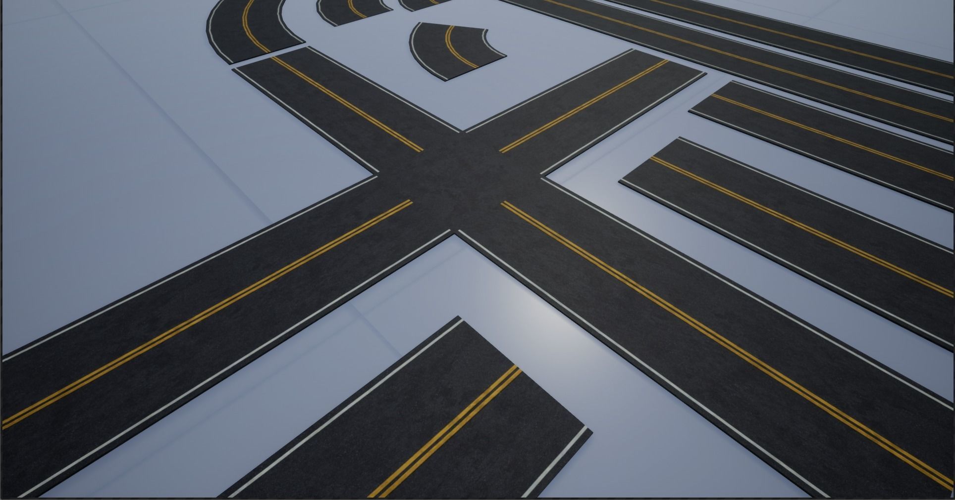 Modular Destroyed-Fine Lined American Roads 2K Low-poly 3D model_16