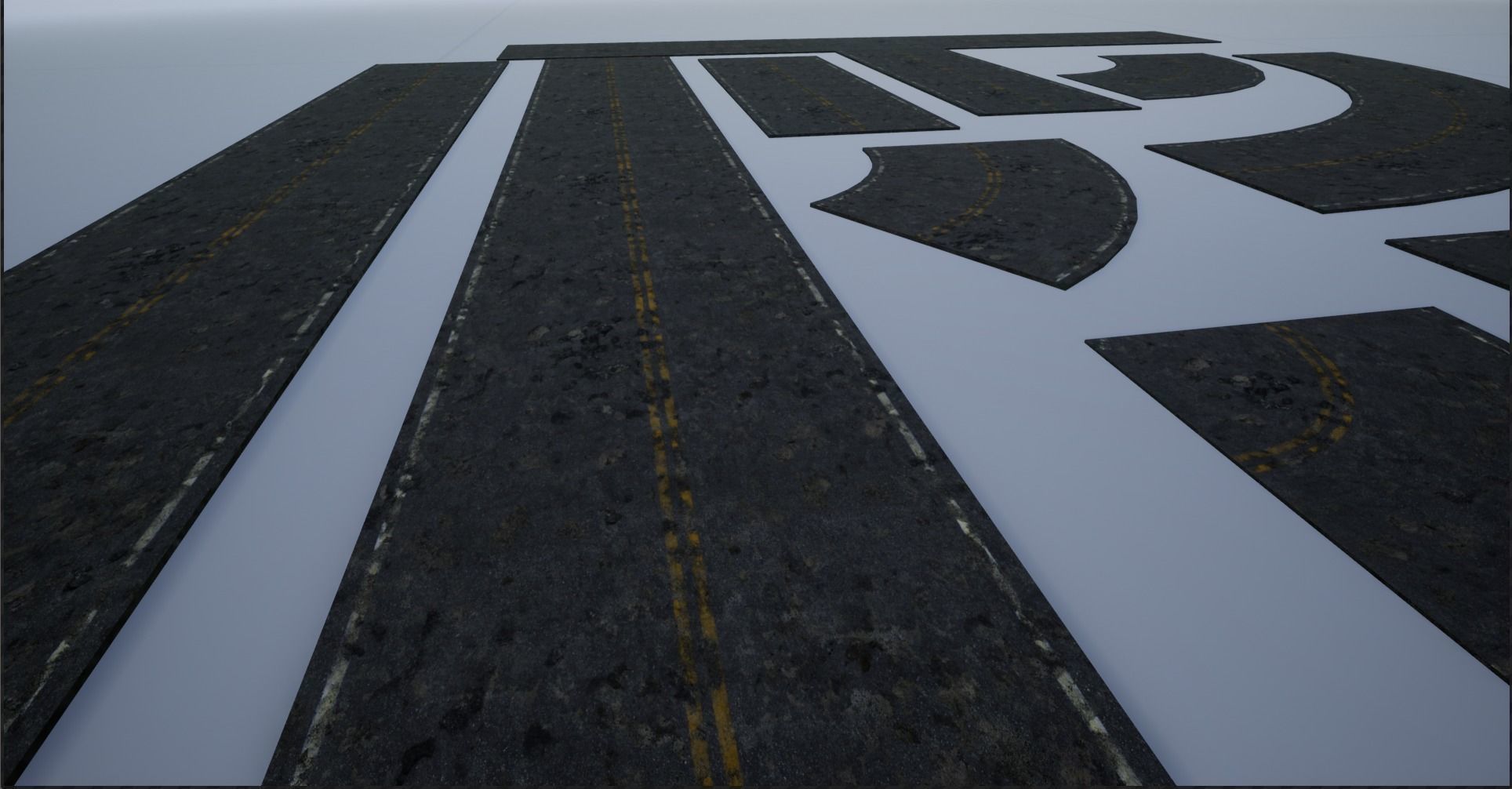 Modular Destroyed-Fine Lined American Roads 2K Low-poly 3D model_7