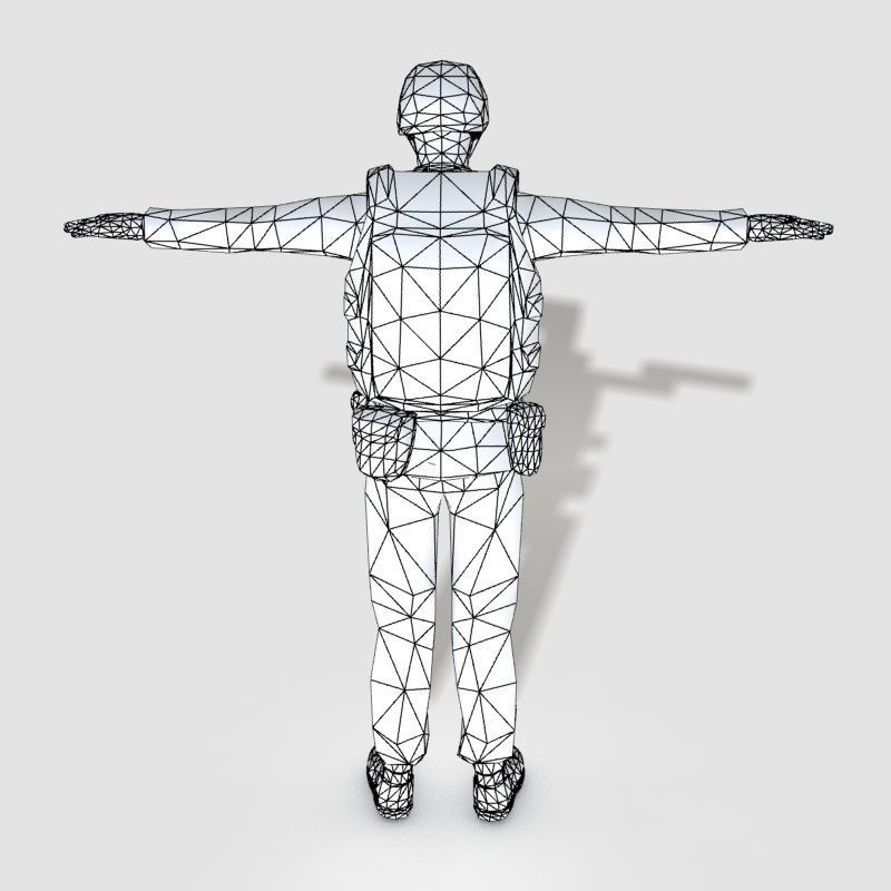 Low poly asiatic soldier Low-poly 3D model_4