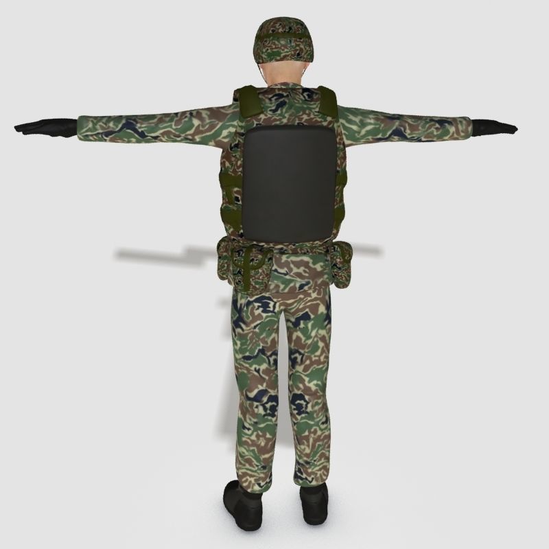 Low poly asiatic soldier Low-poly 3D model_2