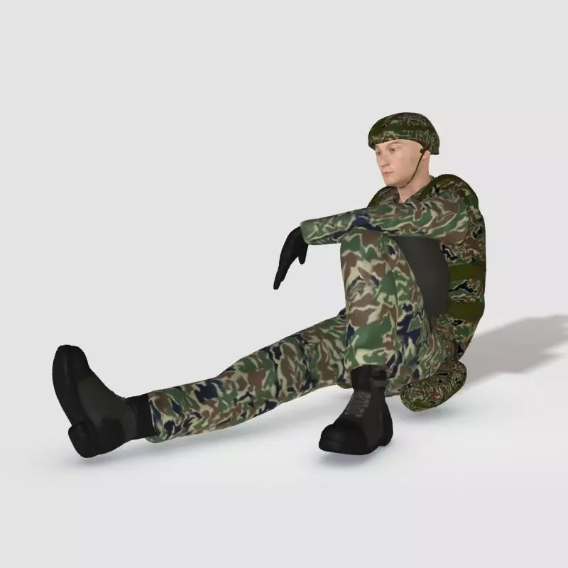 Low poly asiatic soldier Low-poly 3D model_0