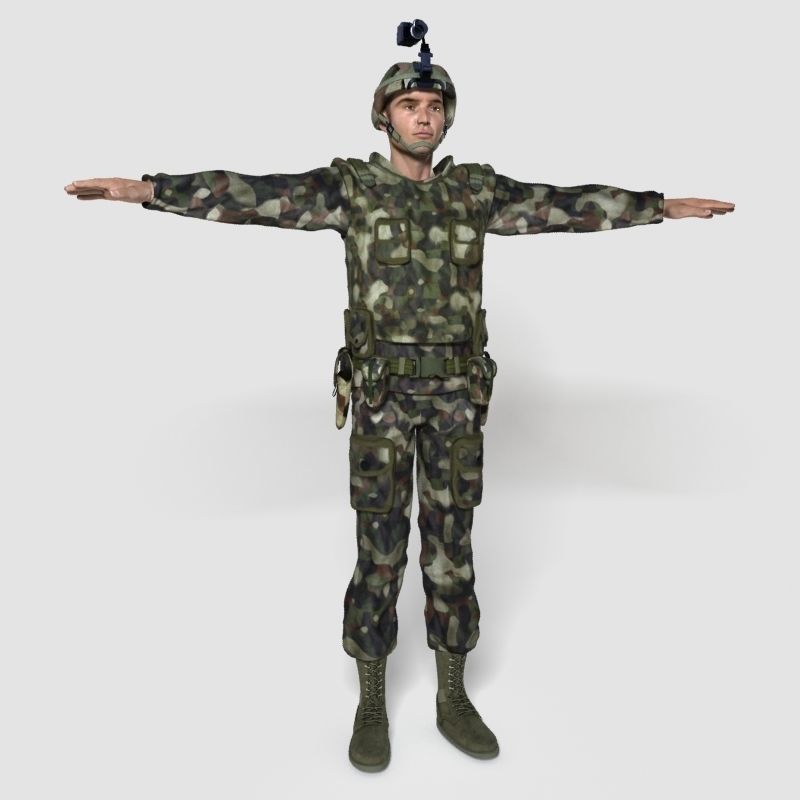 Low Poly Soldier Rigged Character Low-poly 3D model_4