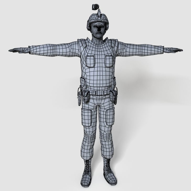 Low Poly Soldier Rigged Character Low-poly 3D model_16