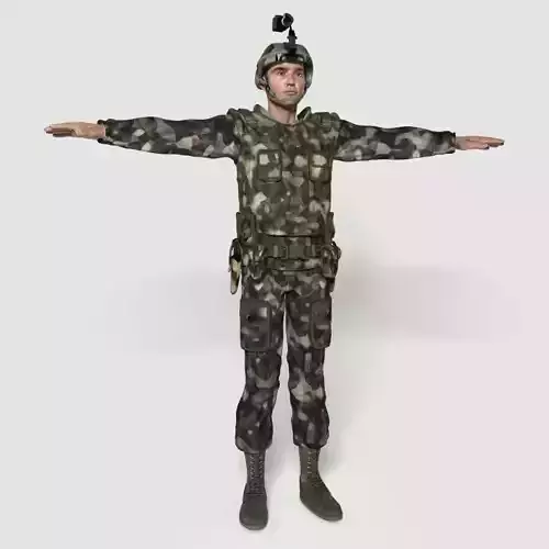 US Soldier Character Low-poly 3D model