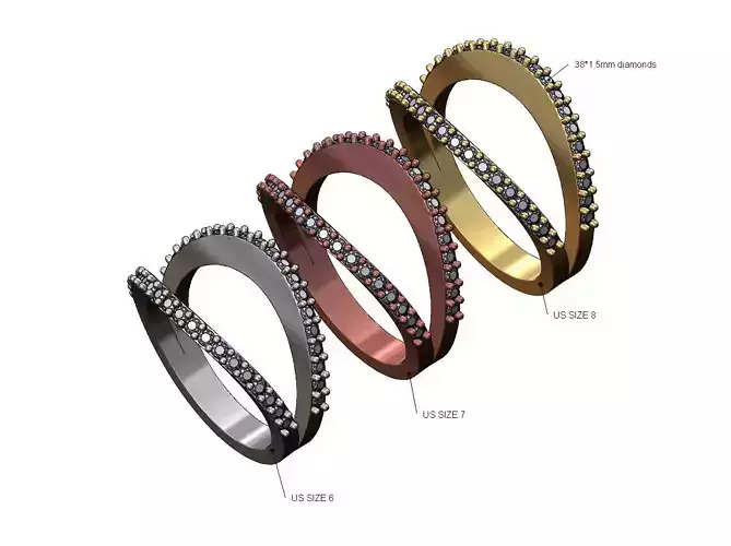 Wide open diamond lips fashion ring US sizes 6 7 8