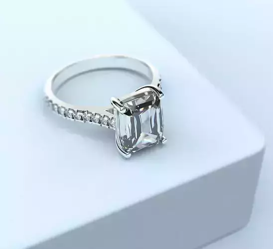 210906 R Classic ring with cushon quad gem 3D print model