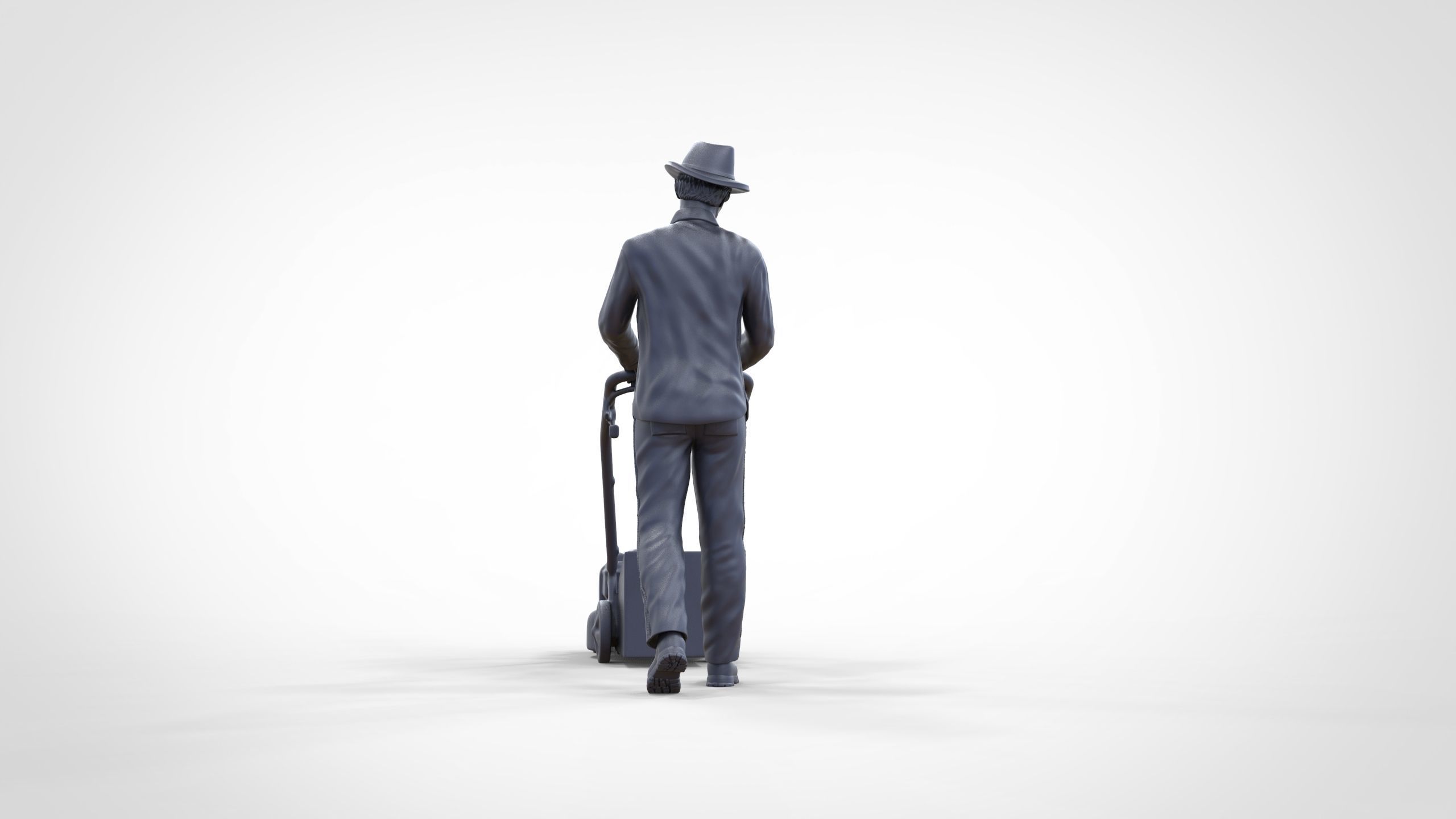 Guy with Lawnmower gardener or construction worker 3D print model_32