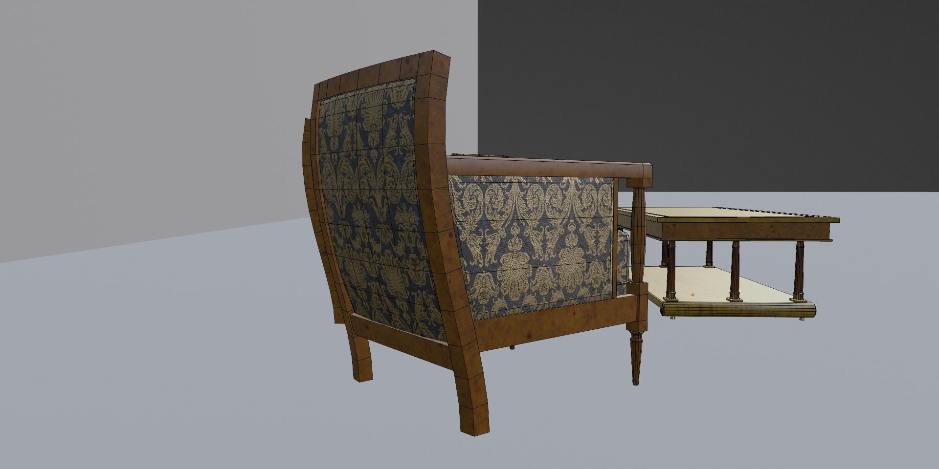 19th Sofas and Coffee Table Biedermeier Style for Blender Low-poly 3D model_17