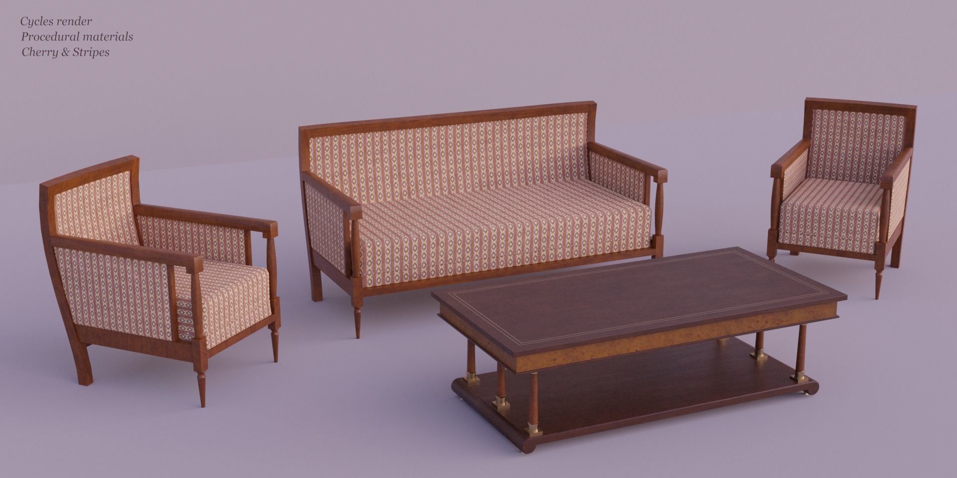 19th Sofas and Coffee Table Biedermeier Style for Blender Low-poly 3D model_4