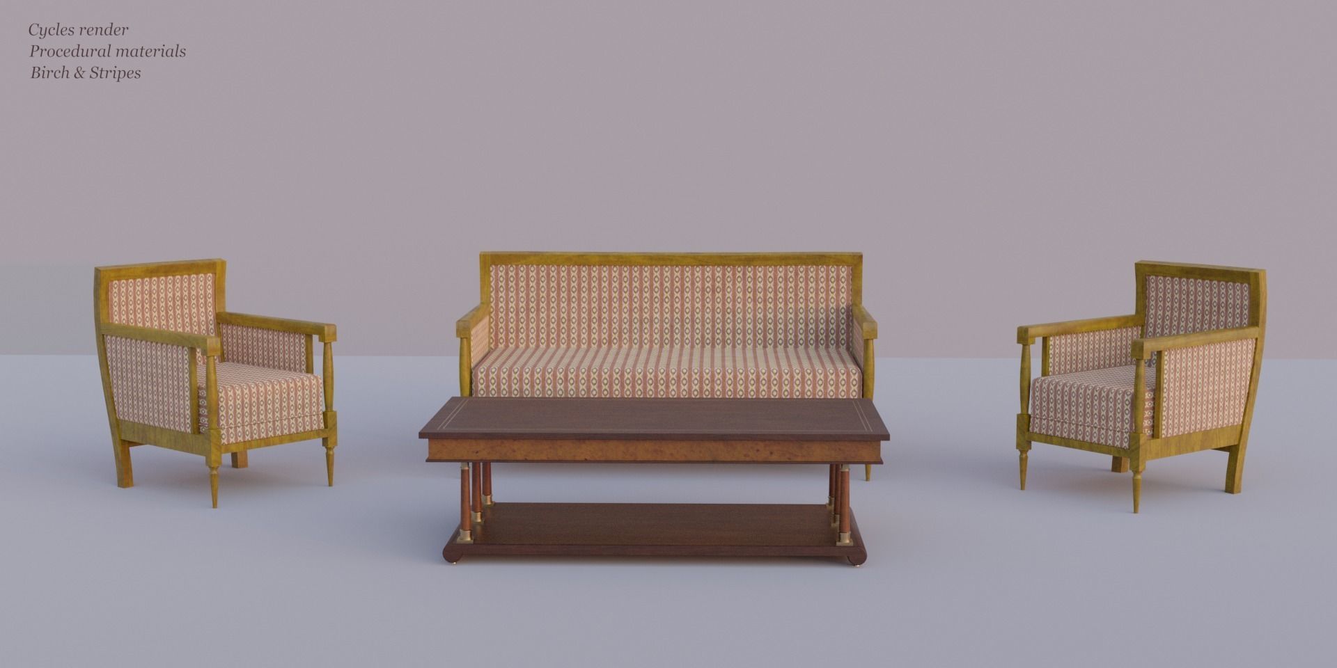 19th Sofas and Coffee Table Biedermeier Style for Blender Low-poly 3D model_3