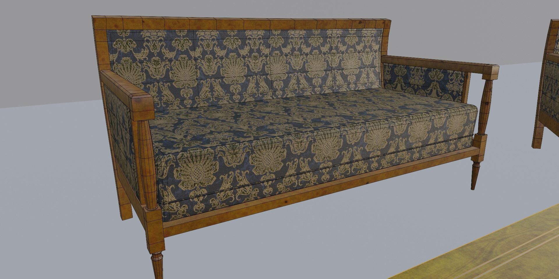 19th Sofas and Coffee Table Biedermeier Style for Blender Low-poly 3D model_16