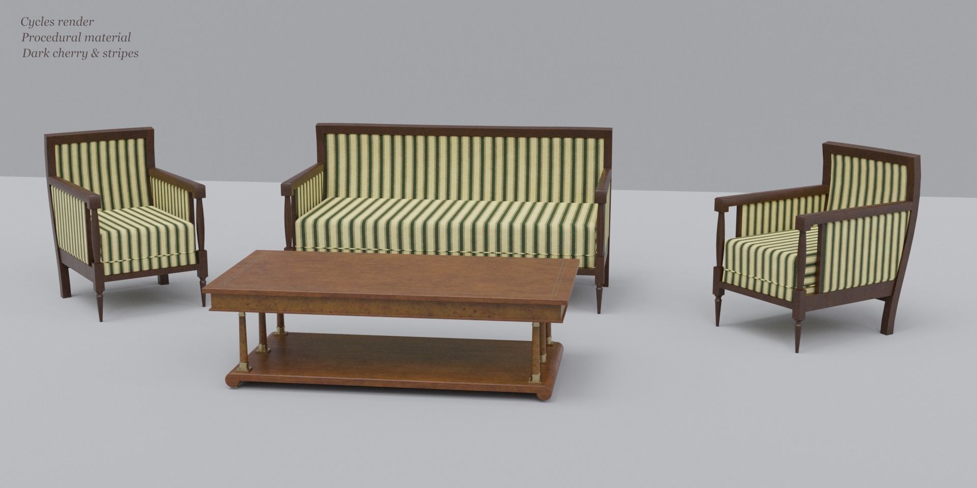 19th Sofas and Coffee Table Biedermeier Style for Blender Low-poly 3D model_7