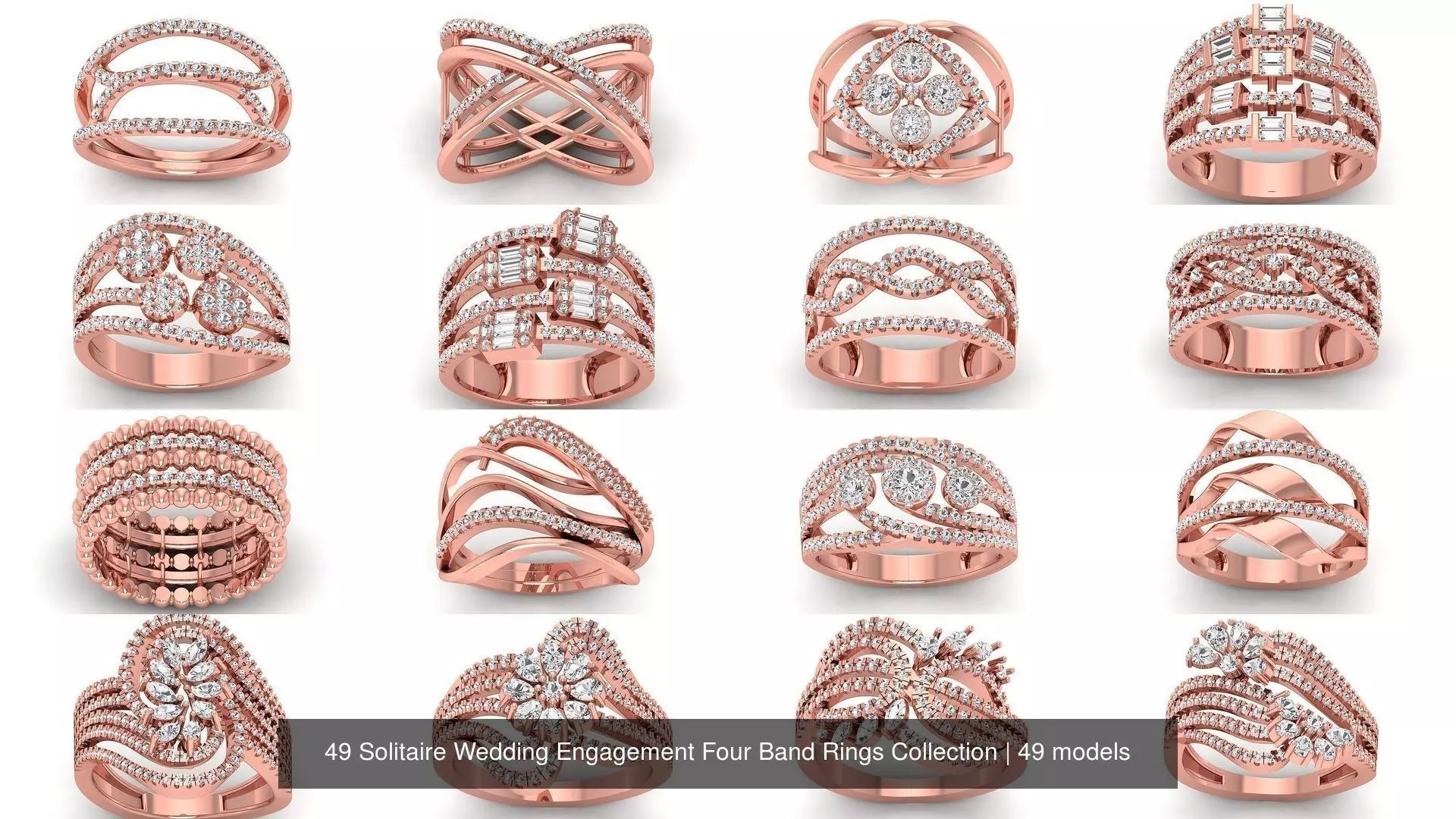 49 Solitaire Wedding Engagement Four Band Rings Collection _0