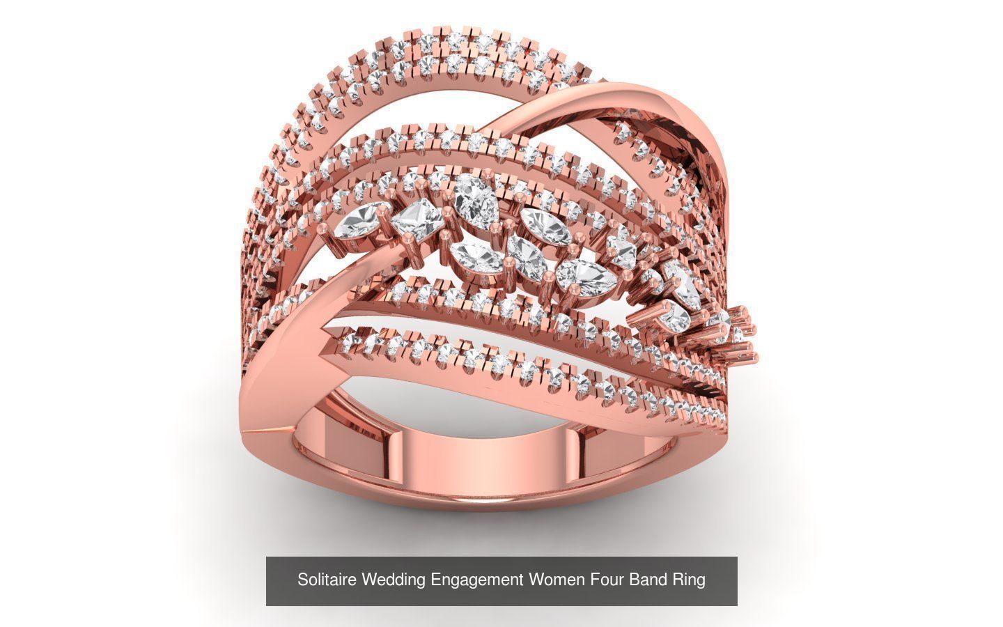 49 Solitaire Wedding Engagement Four Band Rings Collection _29