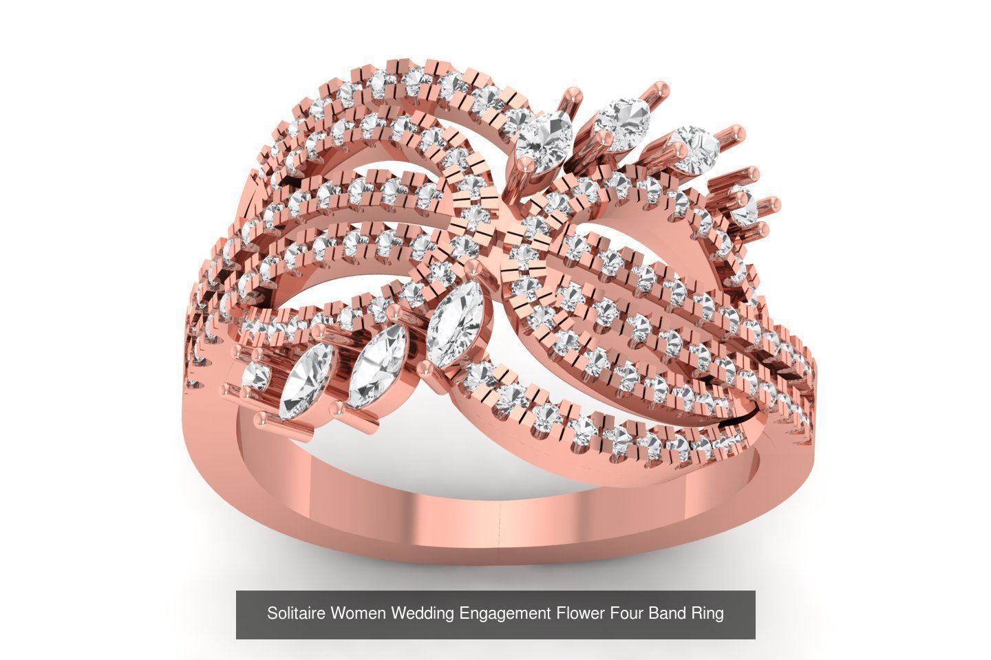 49 Solitaire Wedding Engagement Four Band Rings Collection _21