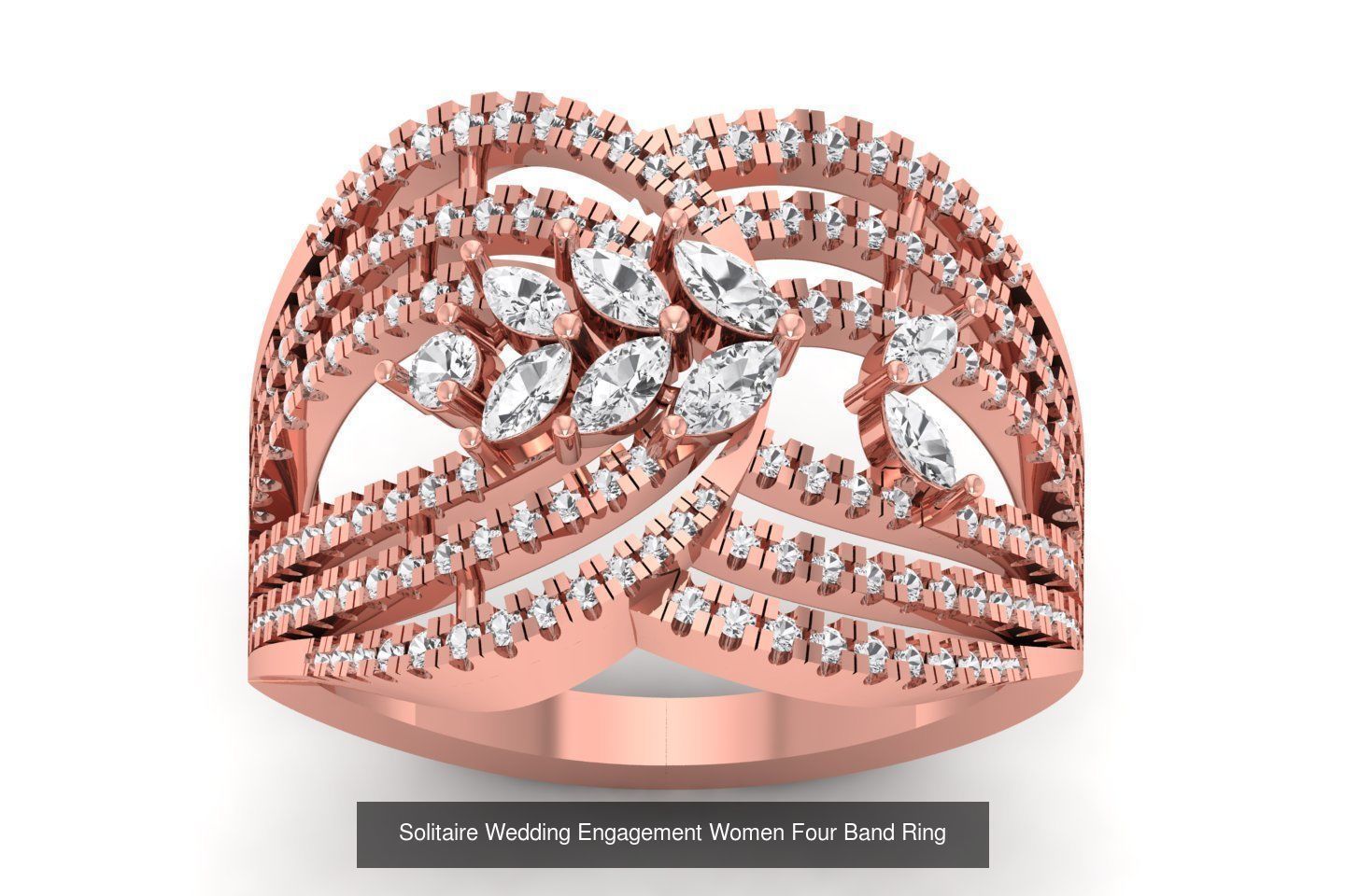 49 Solitaire Wedding Engagement Four Band Rings Collection _23