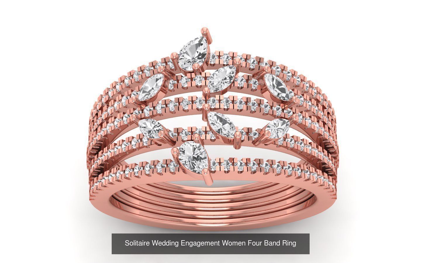 49 Solitaire Wedding Engagement Four Band Rings Collection _27